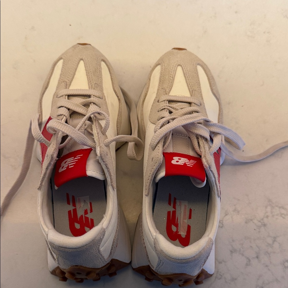 New Balance Kids' Cream and Red Sneakers